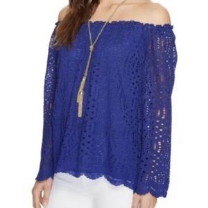 Lilly Pulitzer Marble Top True Blue Knotty Lace See Photos Small S Off Shoulder